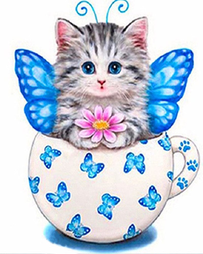 paintingnumberart Paint By Numbers Kit-Cat blue