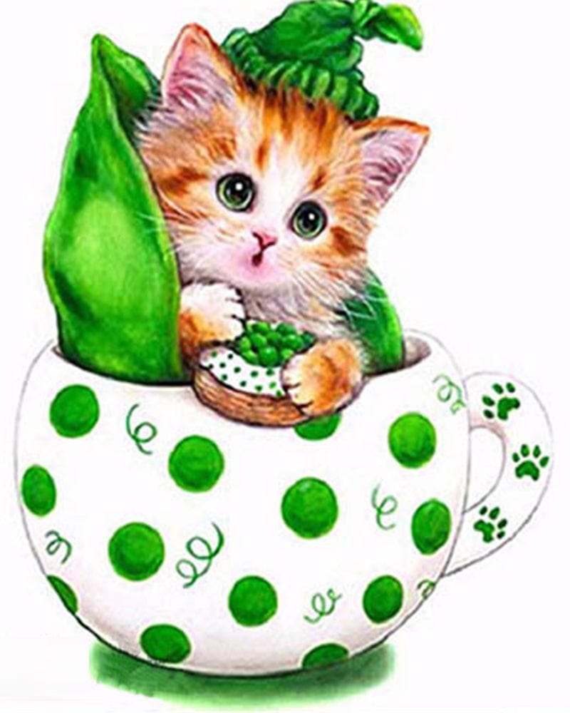 paintingnumberart Paint By Numbers Kit-Cat green