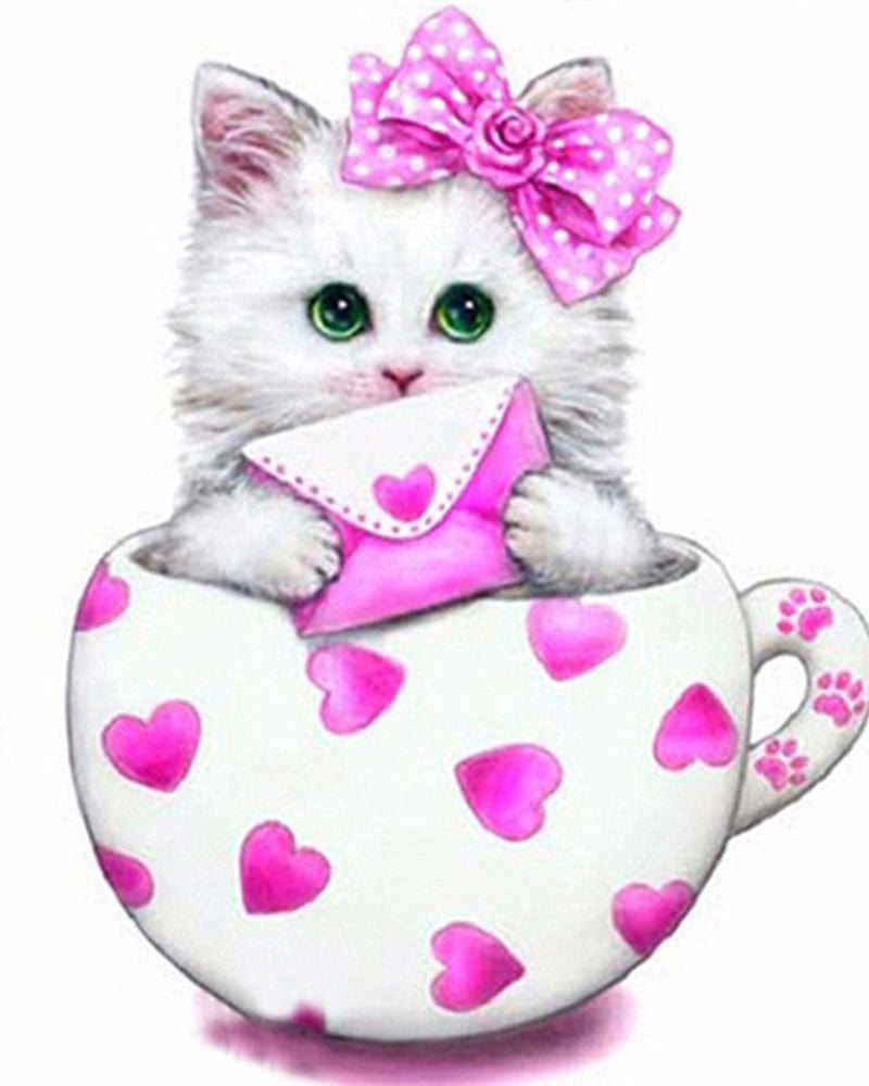 paintingnumberart Paint By Numbers Kit-Cat pink