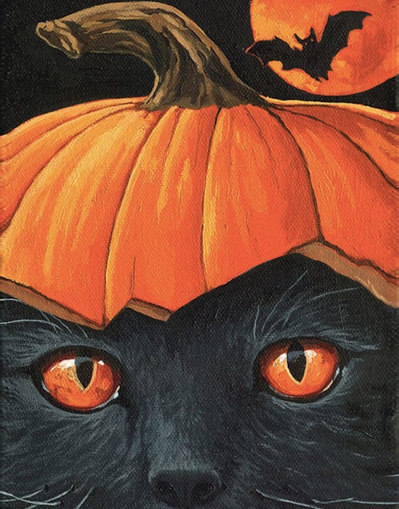 paintingnumberart Paint By Numbers Kit – Cat Wearing a Pumpkin Hat