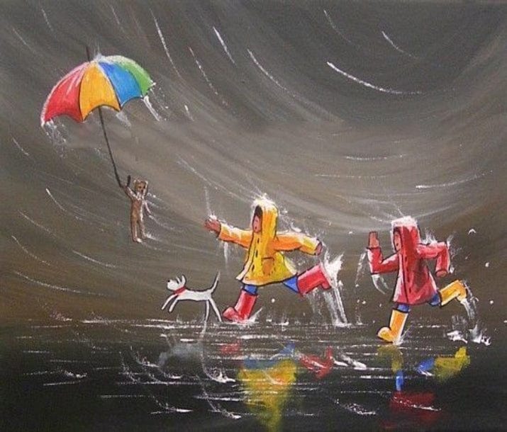 paintingnumberart Paint By Numbers Kit – child running in the rain