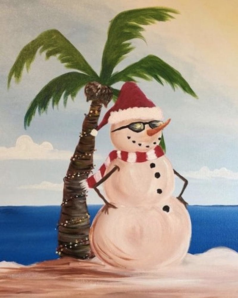 paintingnumberart Paint By Numbers Kit -Christmas Snowman By Coconut Tree