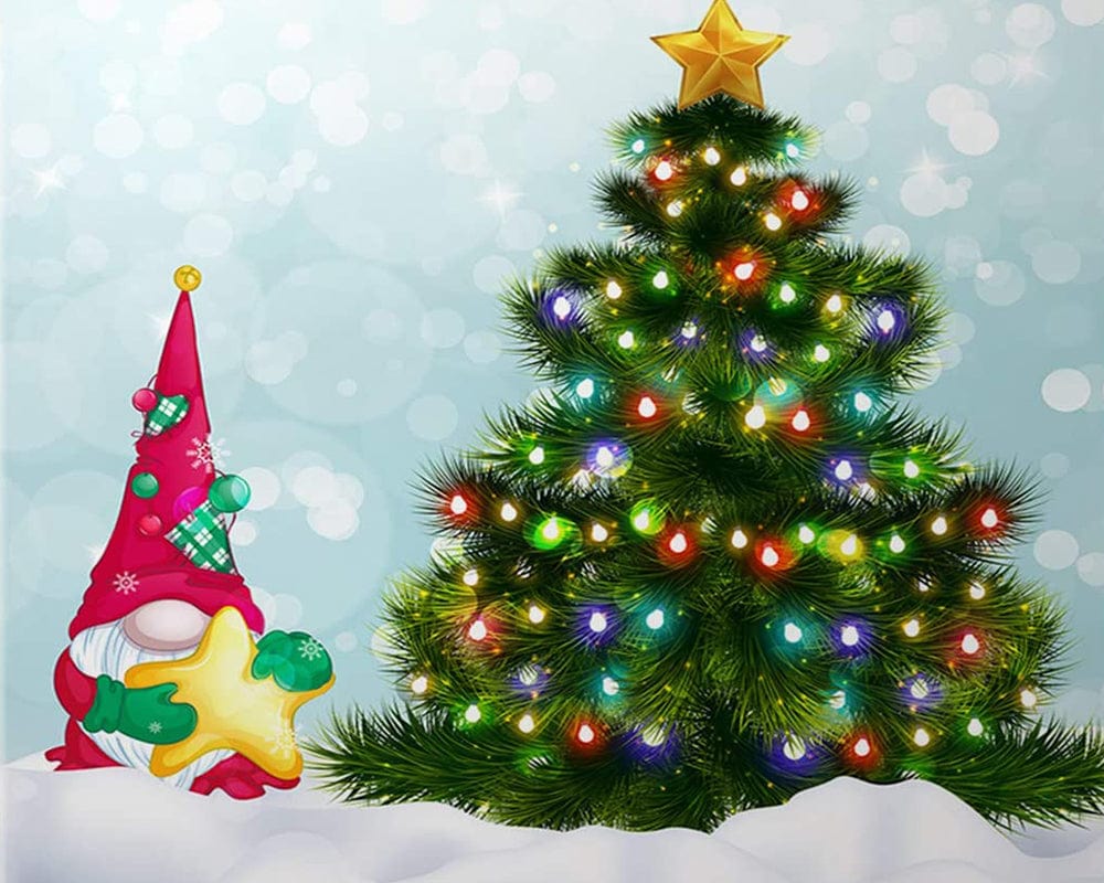 paintingnumberart Paint By Numbers Kit-Christmas Tree and Gnome with Star