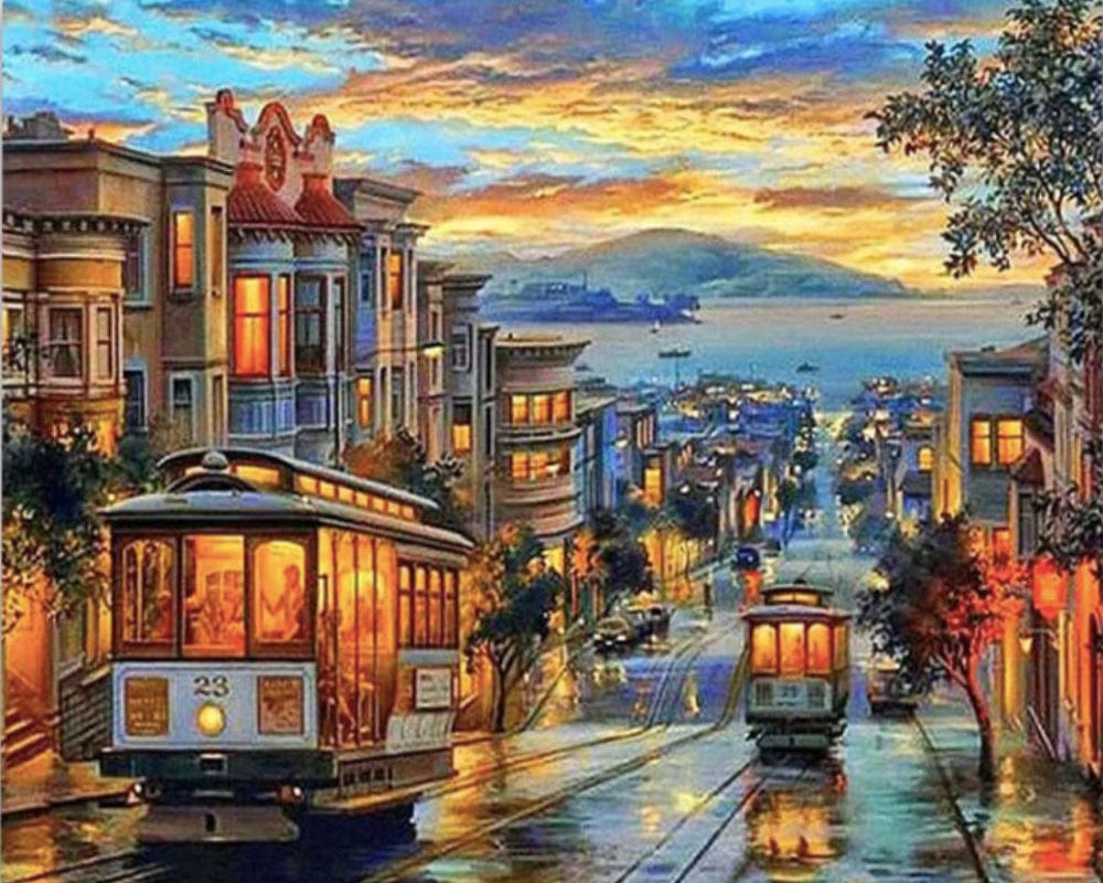 paintingnumberart Paint By Numbers Kit – City Sunset Night Landscape
