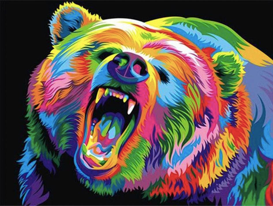 paintingnumberart Paint By Numbers Kit – Colorful Growling Bear