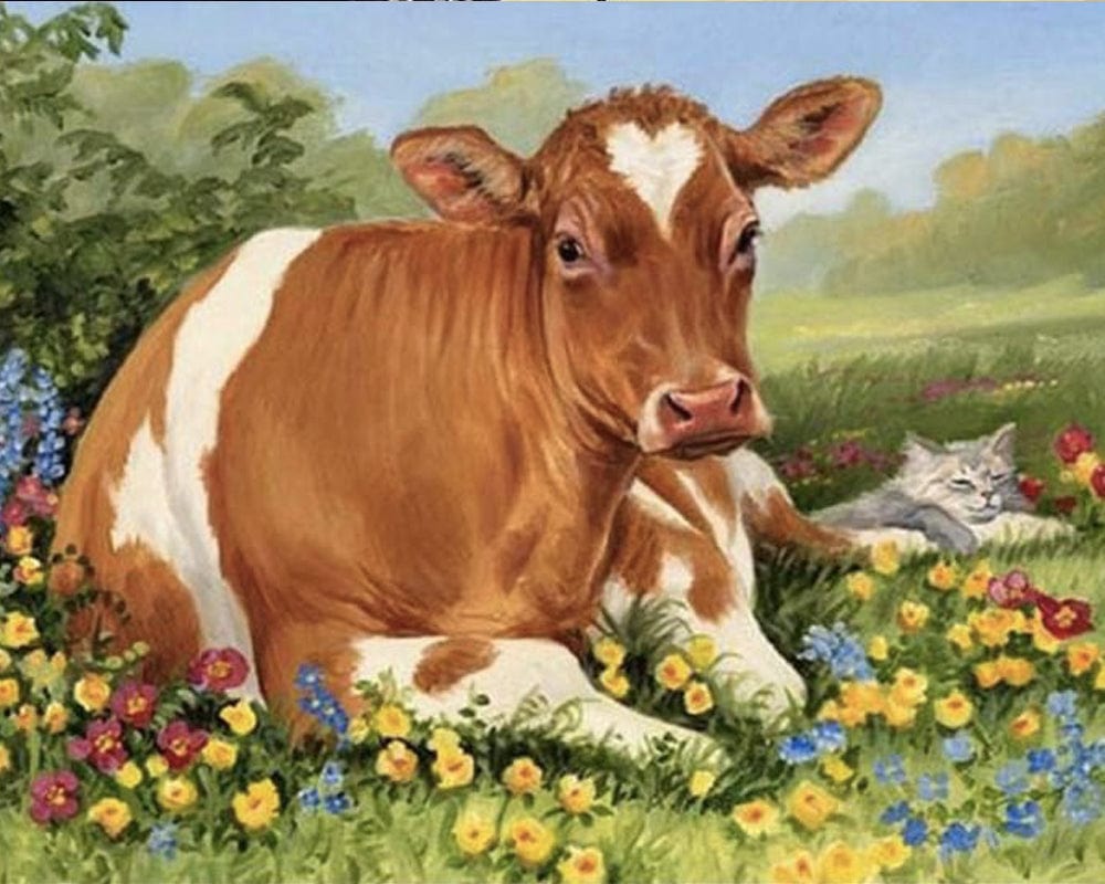 paintingnumberart Paint By Numbers Kit – Cows and a Cat