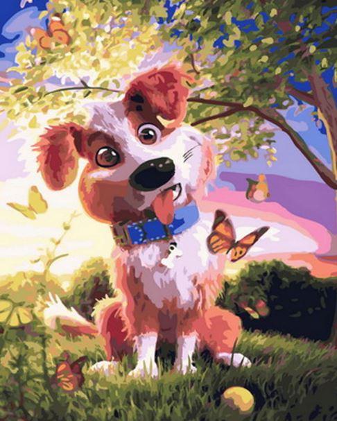 paintingnumberart Paint By Numbers Kit – Dog And Butterfly