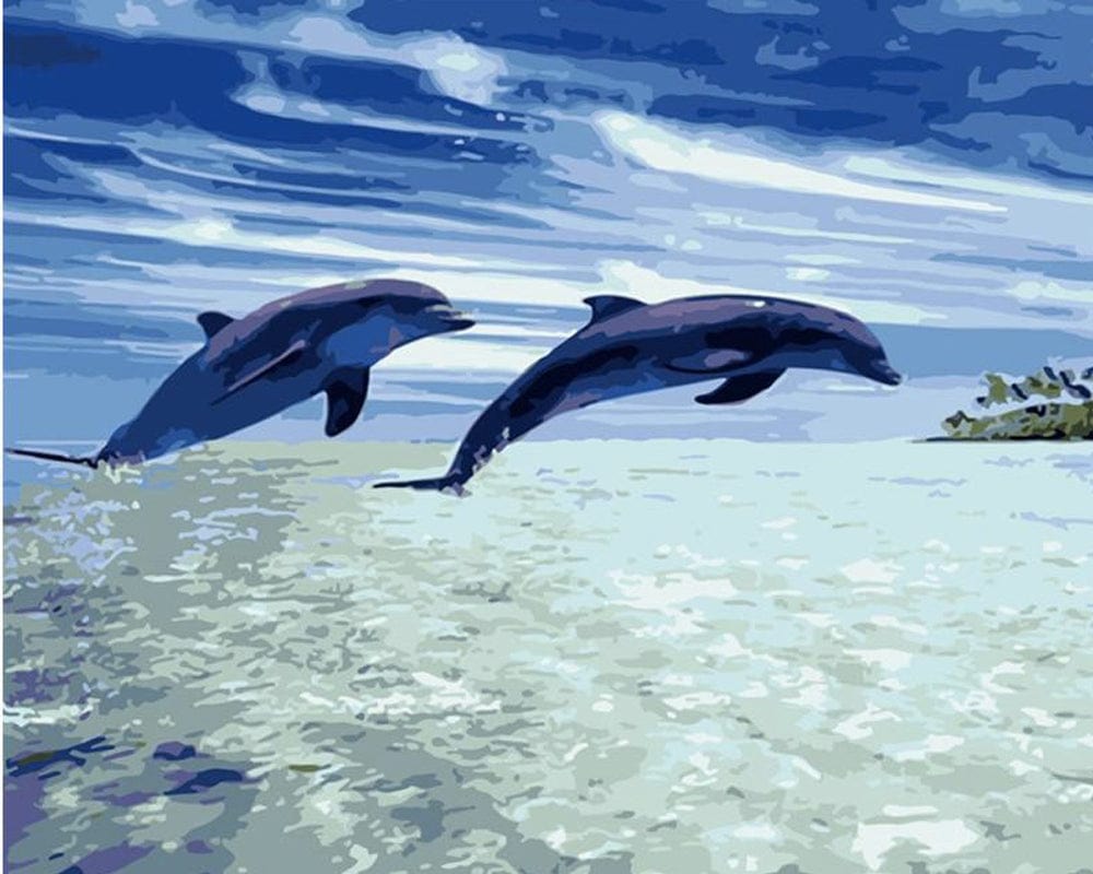 paintingnumberart Paint By Numbers Kit – Dolphin Show In The Ocean