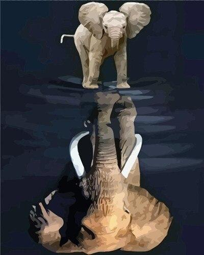 paintingnumberart Paint By Numbers Kit -Elephant Reflection