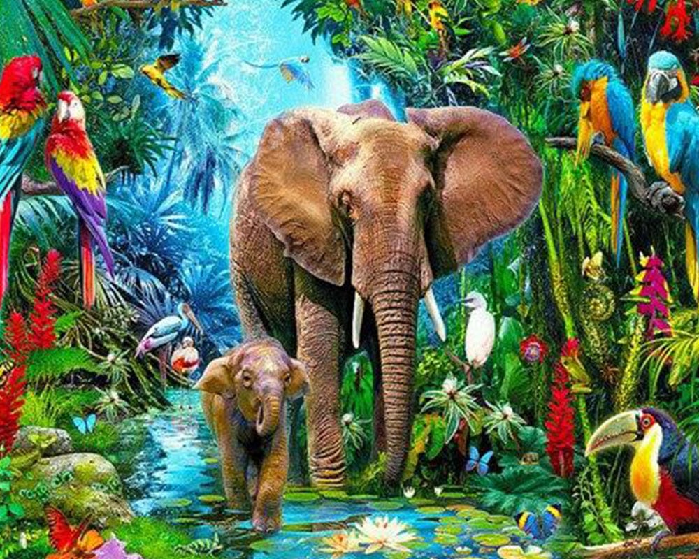 paintingnumberart Paint By Numbers Kit – Elephants in The Jungle