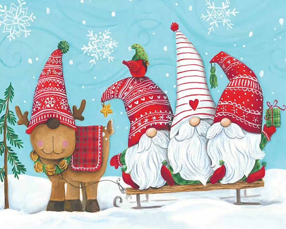 paintingnumberart Paint By Numbers Kit-Elf Gnome Trio With Reindeer
