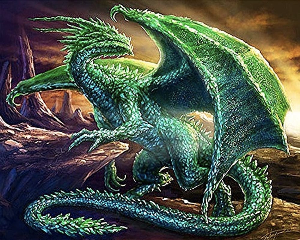 paintingnumberart Paint By Numbers Kit – Emerald Dragon Fantasy