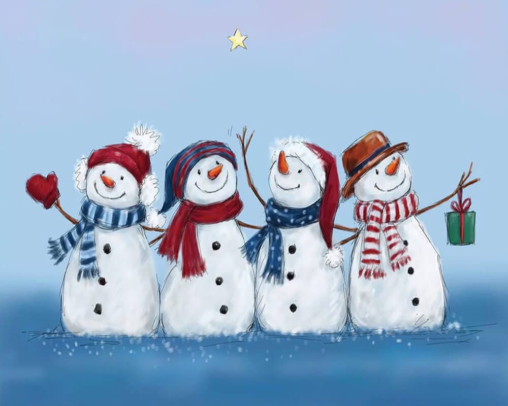 paintingnumberart Paint By Numbers Kit-Four Snowmen