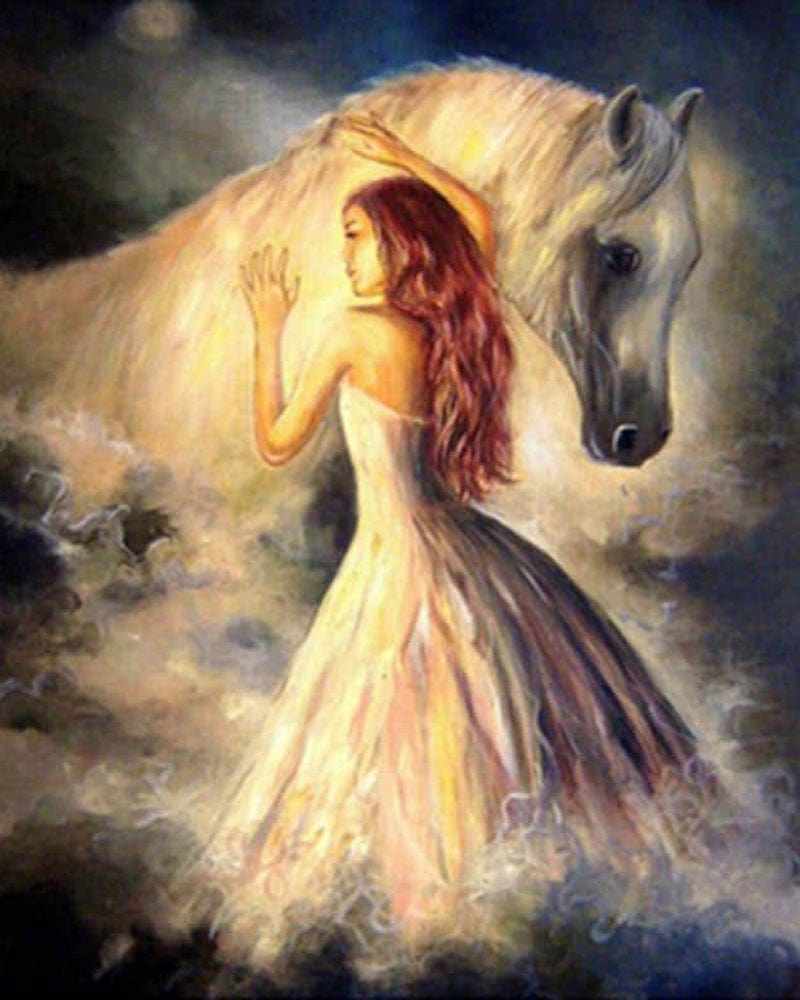 paintingnumberart Paint By Numbers Kit – Girls and White Horses