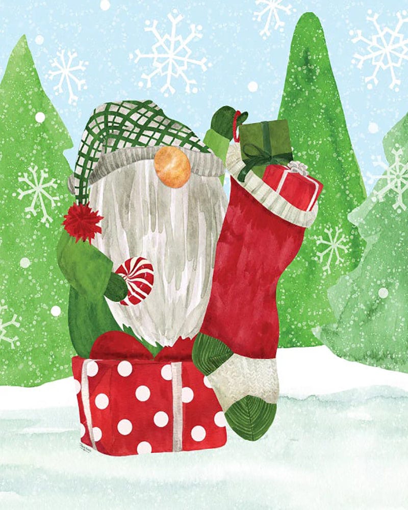 paintingnumberart Paint By Numbers Kit-Gnome for Christmas blue IV-Gnome Stocking