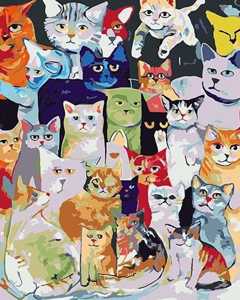 paintingnumberart Paint By Numbers Kit – Group of Cats