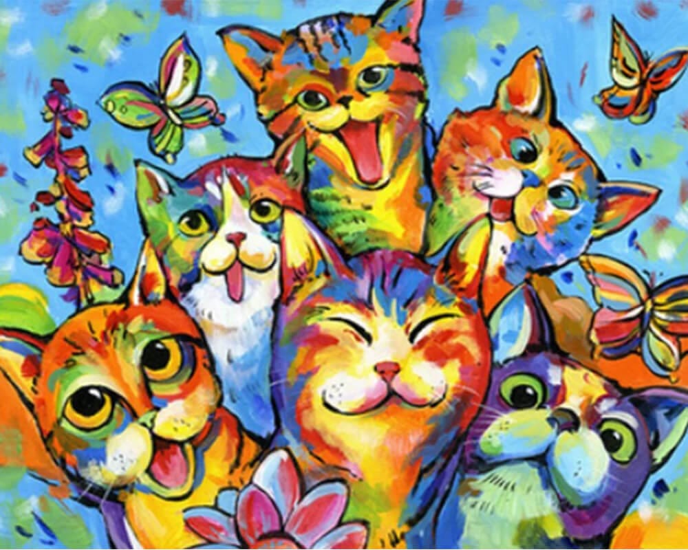 paintingnumberart Paint By Numbers Kit-Group of Funny Cats