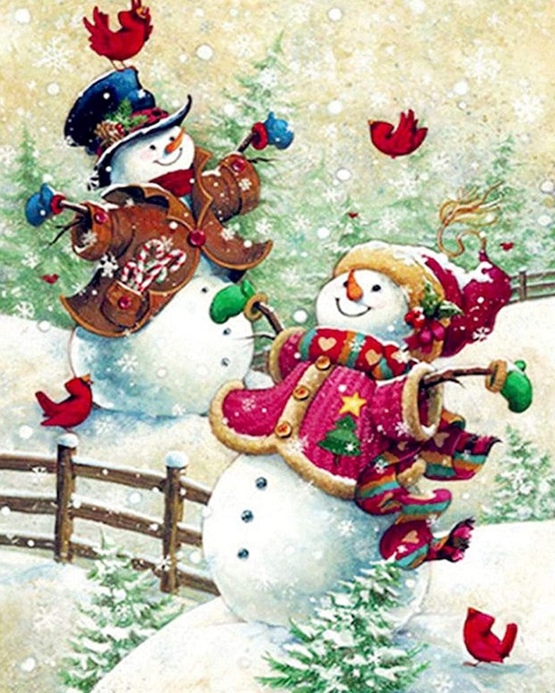 paintingnumberart Paint By Numbers Kit-Happy Snowman