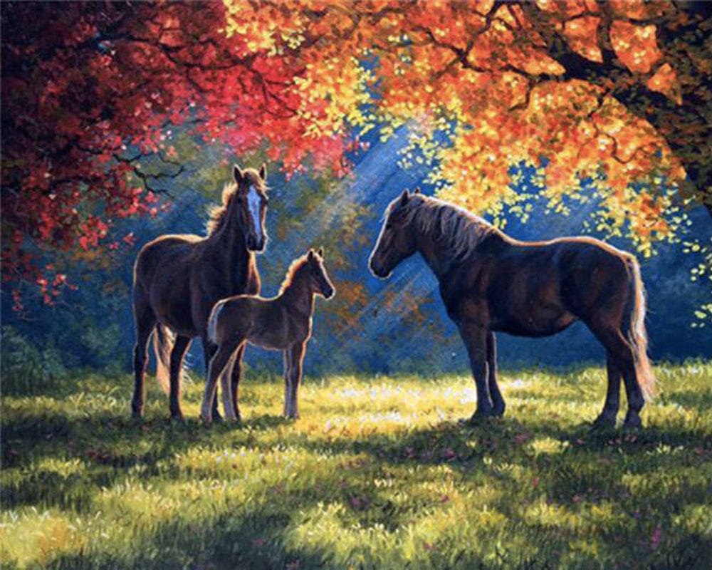 paintingnumberart Paint By Numbers Kit – Horse Under Autumn Tree
