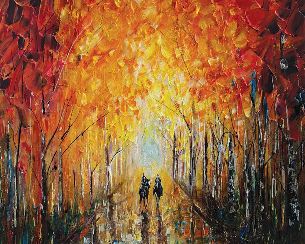 paintingnumberart Paint by Numbers Kit-Horseback Riding In The East Coast Forest