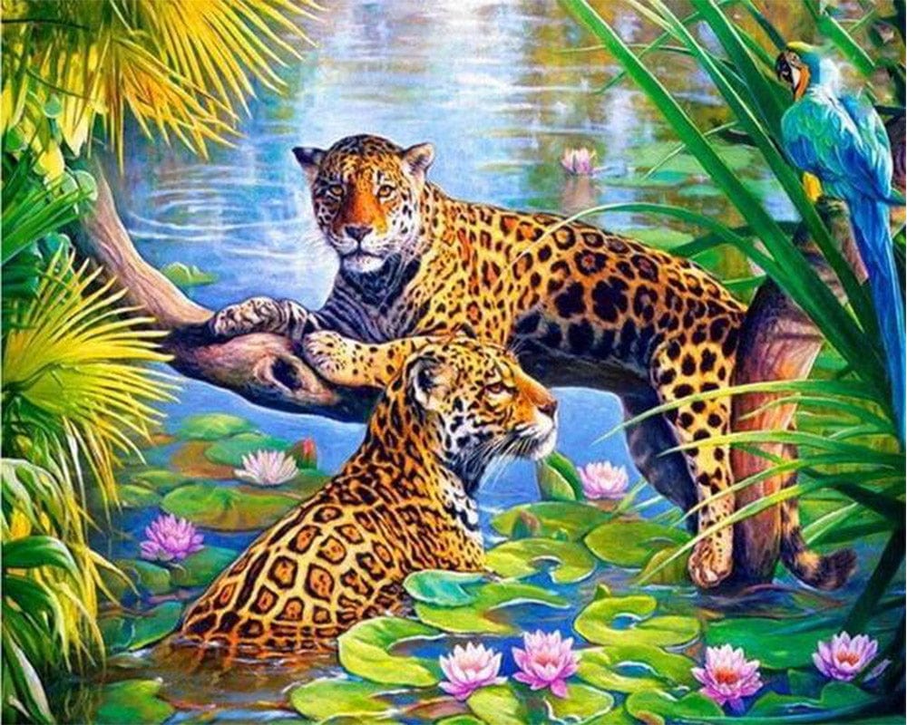 paintingnumberart Paint By Numbers Kit – Jaguar in the Water