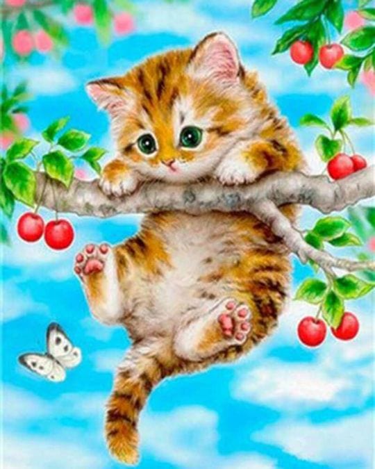 paintingnumberart Paint By Numbers Kit – Kitten Hanging on the Tree