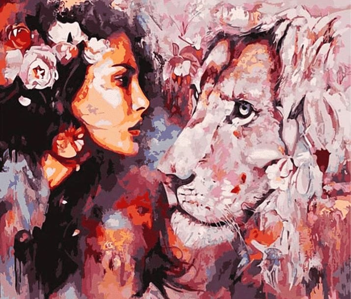paintingnumberart Paint By Numbers Kit- Lion & woman