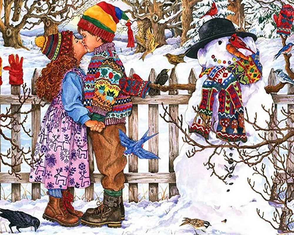 paintingnumberart Paint By Numbers Kit-Love Snowman