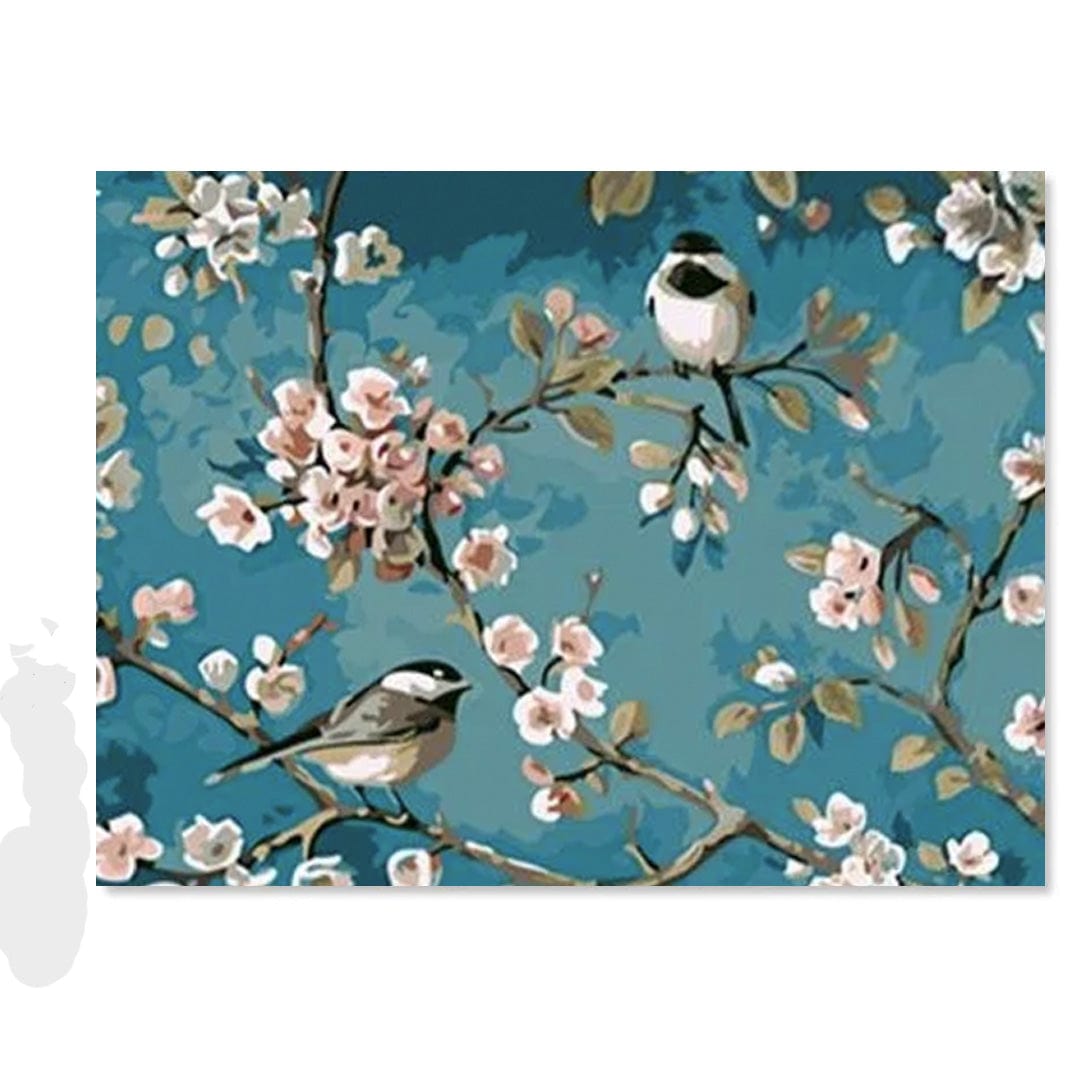 paintingnumberart Paint by Numbers Kit – Magpies And Flowers