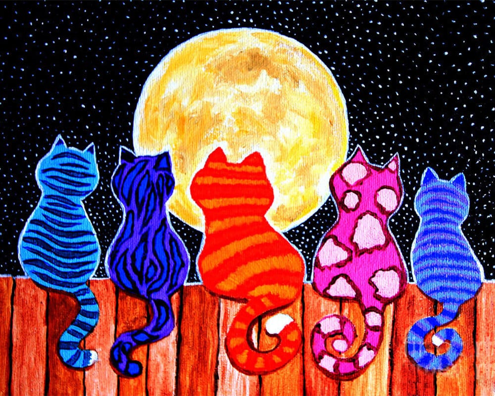 paintingnumberart Paint By Numbers Kit-Meowing at Midnight
