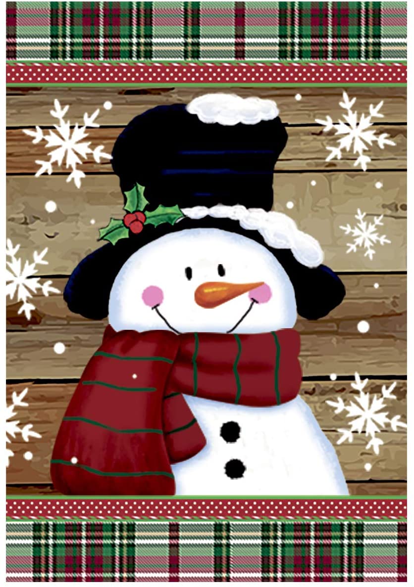 paintingnumberart Paint By Numbers Kit-Morigins Smile Snowman with Red Scarf Outdoor Yard Flag Decorative Snowflake