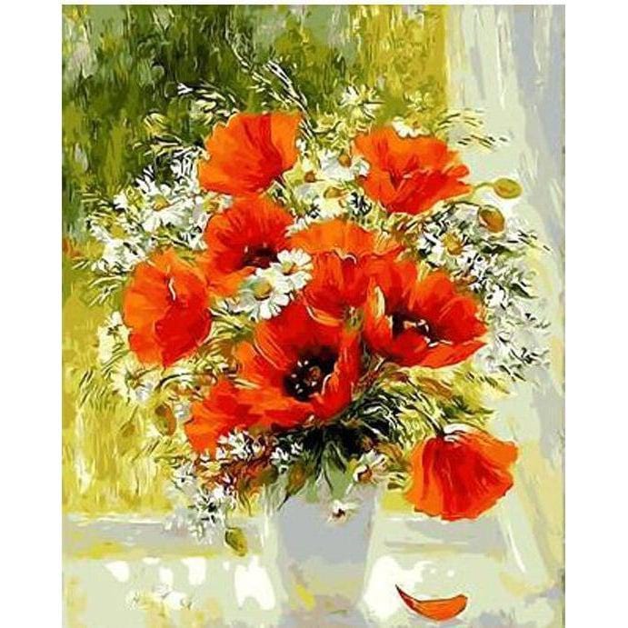 paintingnumberart Paint by Numbers Kit –  Orange Flowers in a Vase