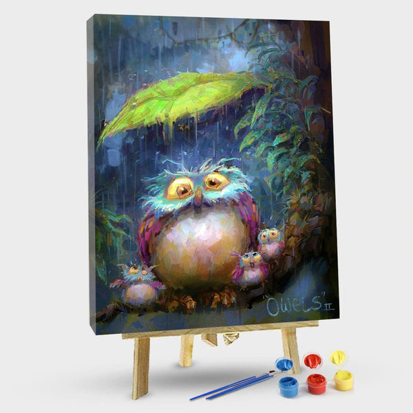 paintingnumberart Paint by Numbers Kit-Owl in the rain