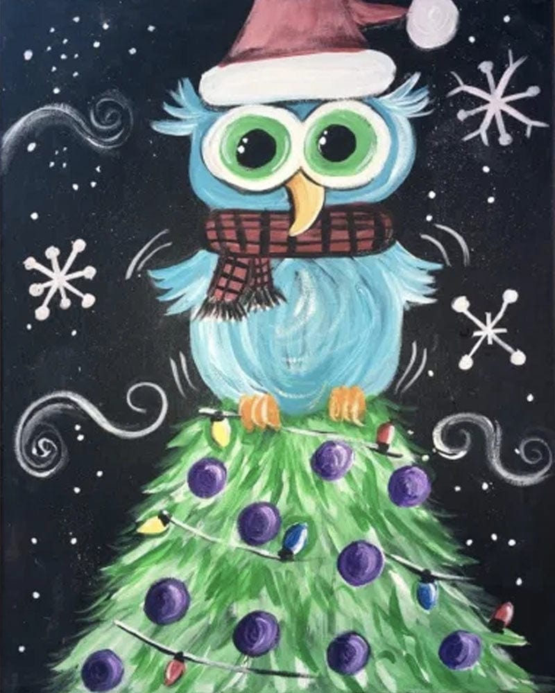 paintingnumberart Paint By Numbers Kit – Owls On The Christmas Tree