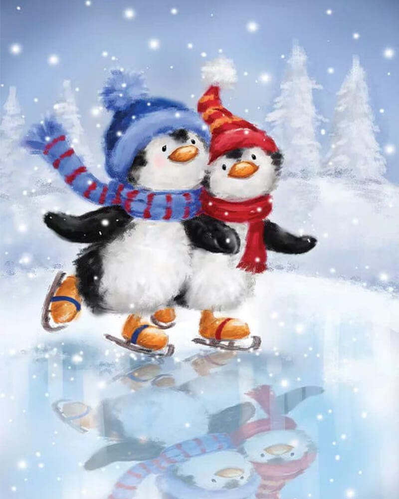 paintingnumberart Paint By Numbers Kit-Penguins Skating