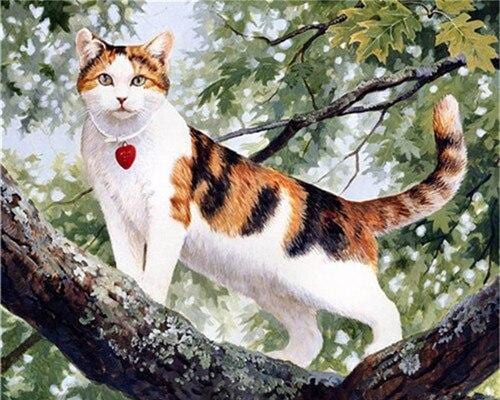 paintingnumberart Paint By Numbers Kit – Pet Cat on a Tree