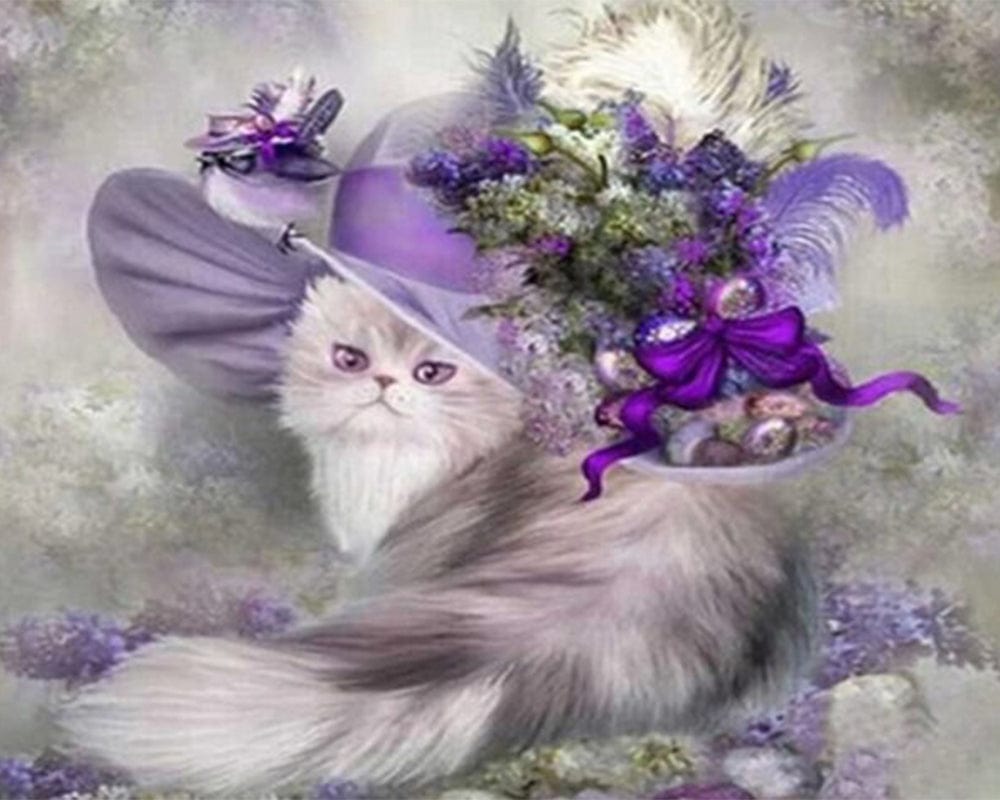 paintingnumberart Paint by Numbers Kit-Princess Cat in a Beautiful Hat