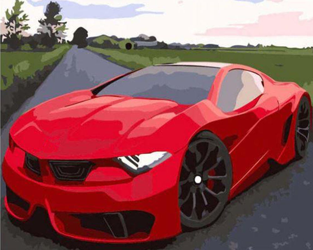 paintingnumberart Paint By Numbers Kit – Red Sports Car