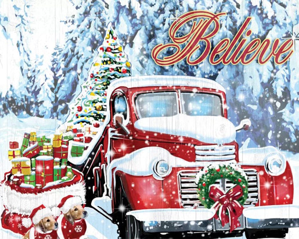 paintingnumberart Paint by Numbers Kit-Red Truck Christmas