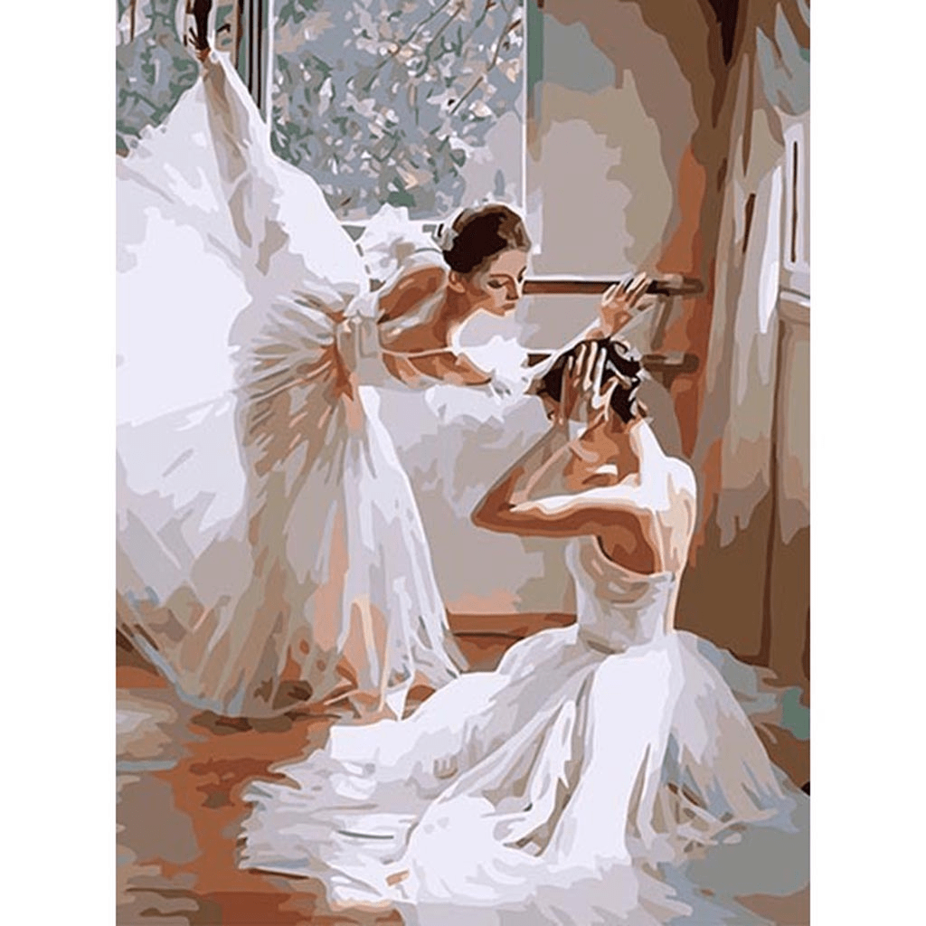 paintingnumberart Paint By Numbers Kit-romantic ballerinas in white