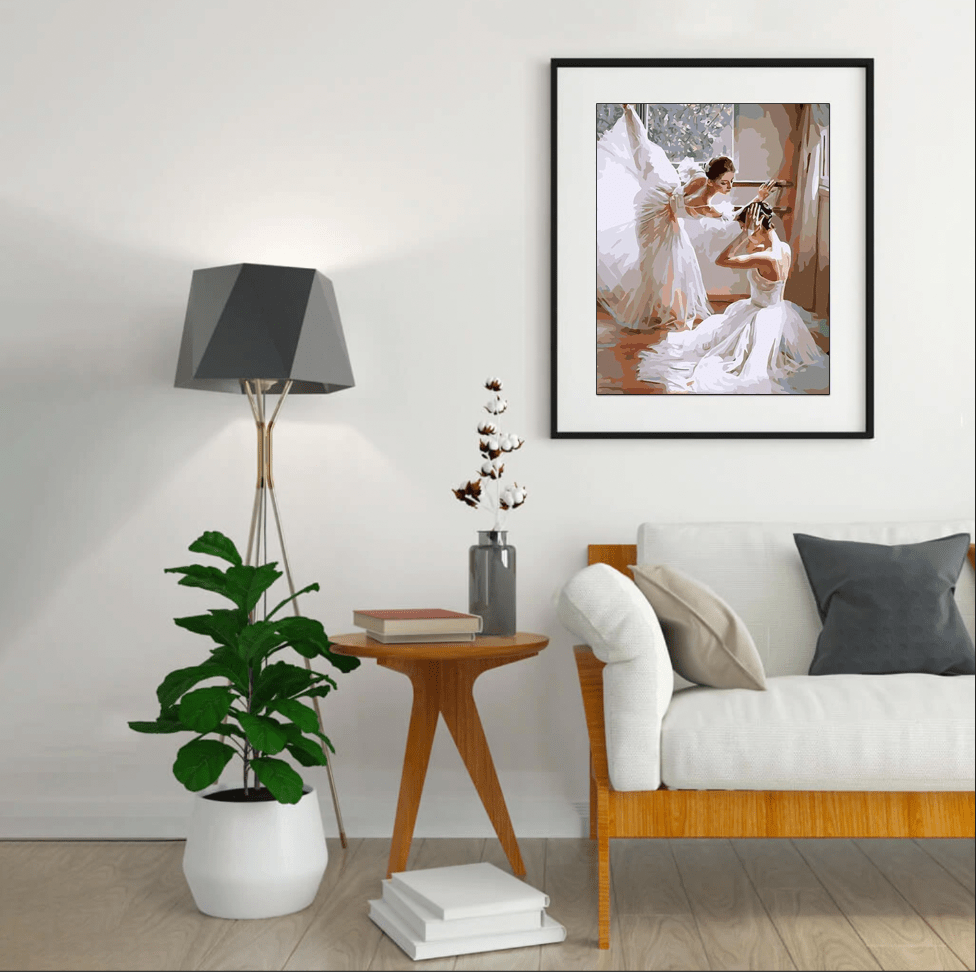 paintingnumberart Paint By Numbers Kit-romantic ballerinas in white