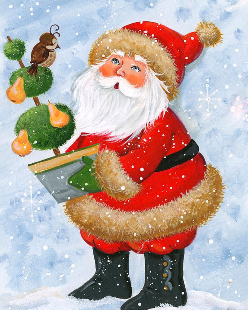 paintingnumberart Paint By Numbers Kit-Santa And A Partridge In A Pear Tree