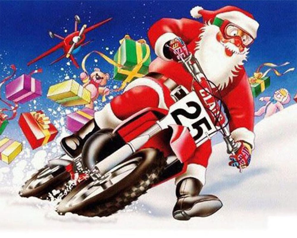 paintingnumberart Paint By Numbers Kit-Santa Kicking Up Snow On Dirt Bike
