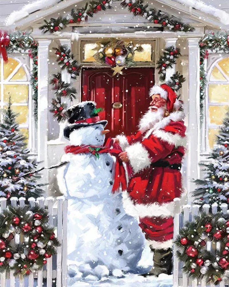 paintingnumberart Paint By Numbers Kit-Santa Snowman