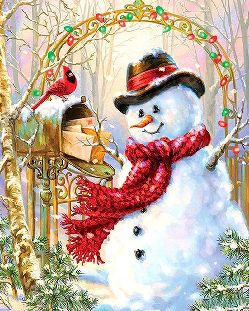 paintingnumberart Paint By Numbers Kit-Snowman，Bird