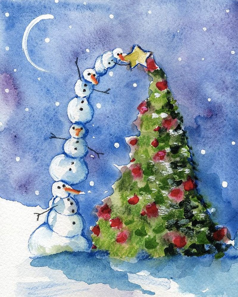 paintingnumberart Paint By Numbers Kit – Snowman Picking Stars