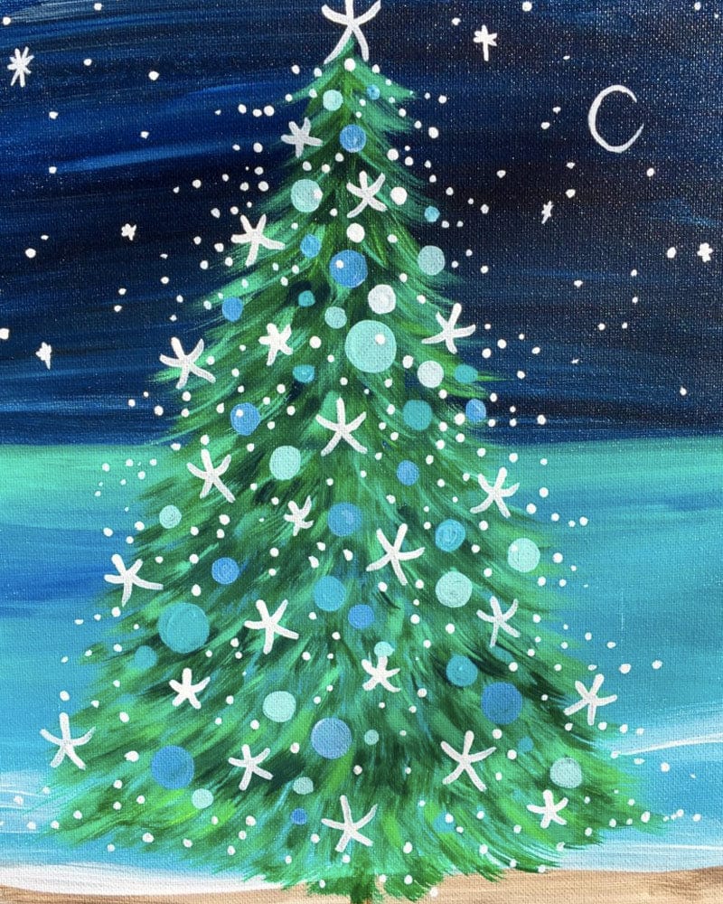paintingnumberart Paint By Numbers Kit – Starry Sky Sea And Christmas Tree