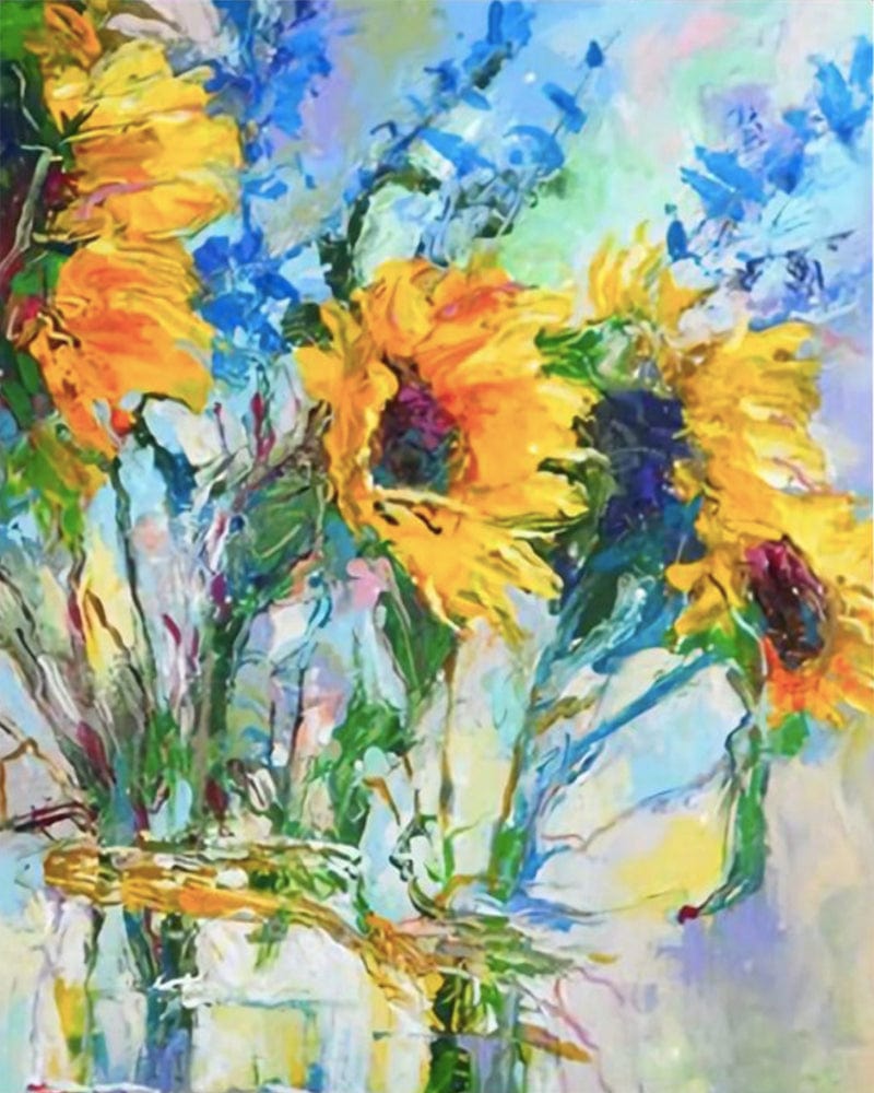 paintingnumberart Paint By Numbers Kit – Sunflowers in Glass Bottles