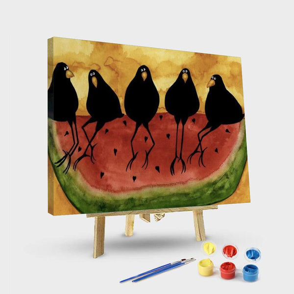 paintingnumberart Paint By Numbers Kit-The Crows On the Watermelon