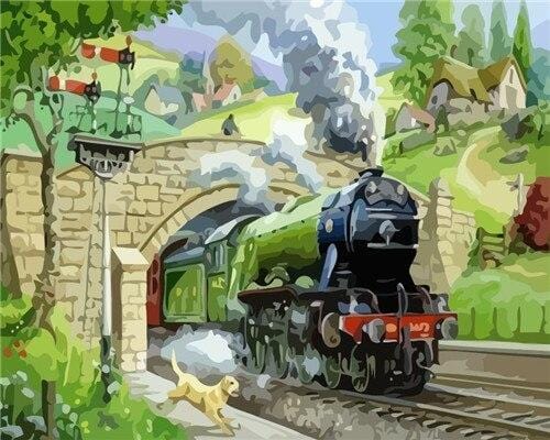 paintingnumberart Paint By Numbers Kit – Train Passes Through a Bridge